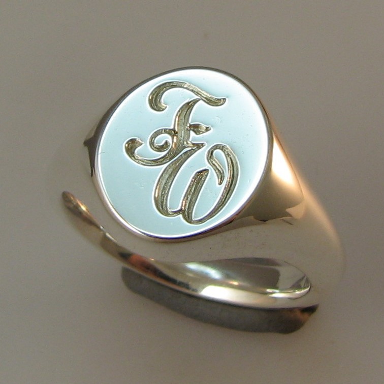 Two Initials engraved silver signet rings