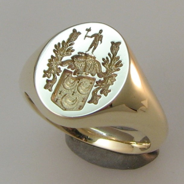 coat of arms 3 crescents seal engraved signet ring