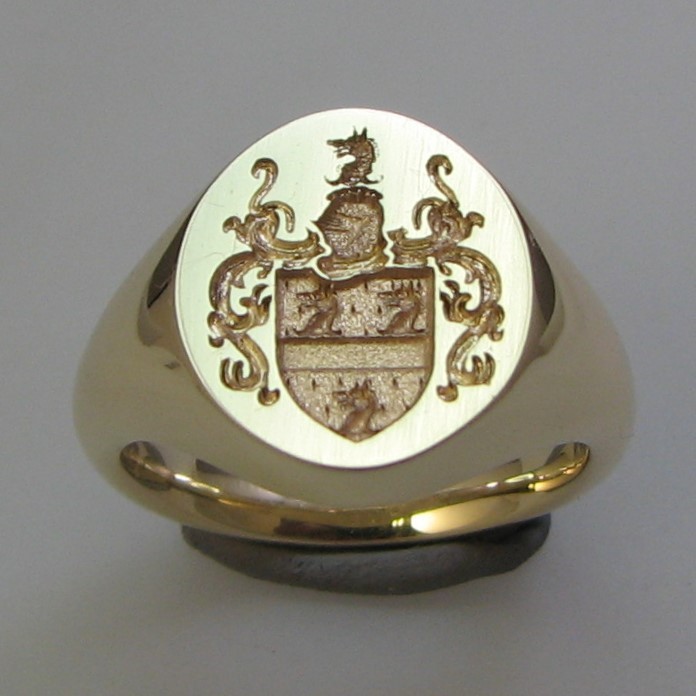 Coat of arms with wolf crest signet ring